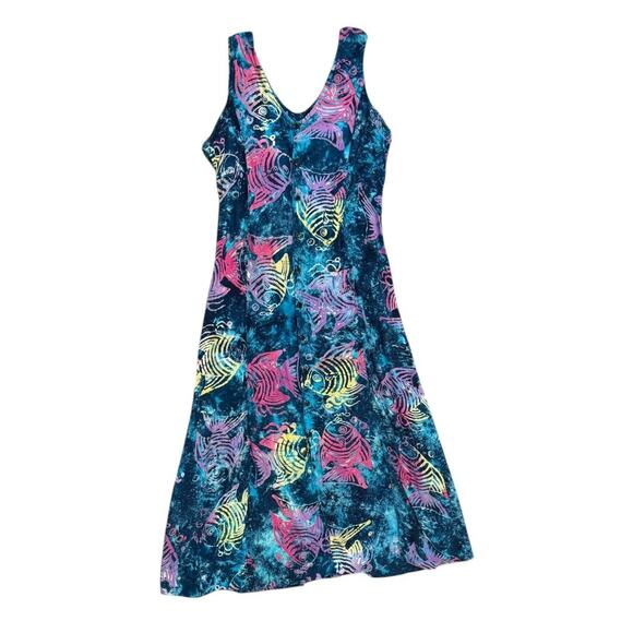 Vintage Tropical Fish Print Muumuu Hawaiian Dress - Picture 6 of 8